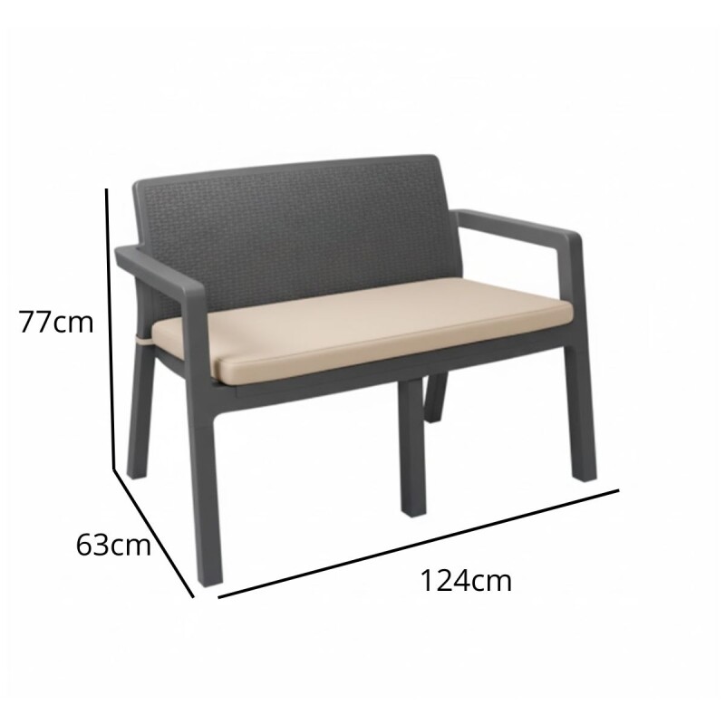Juego Prestij de jardín 3 sillones con almohadones + mesa GRIS