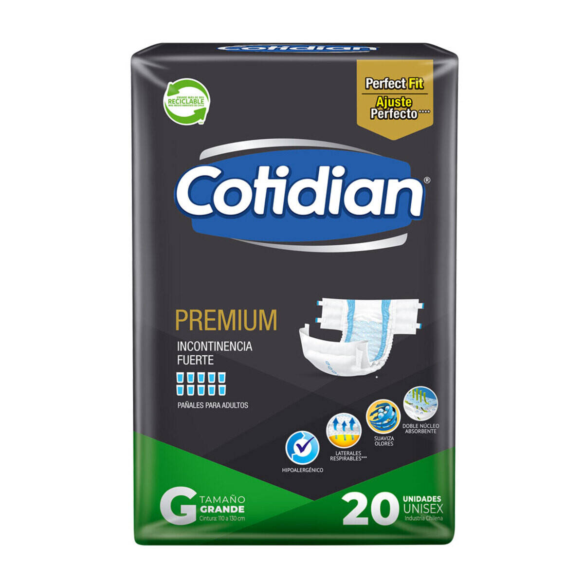 COTIDIAN PAÑAL PREMIUM G 4X PAQ.X20 UNID 