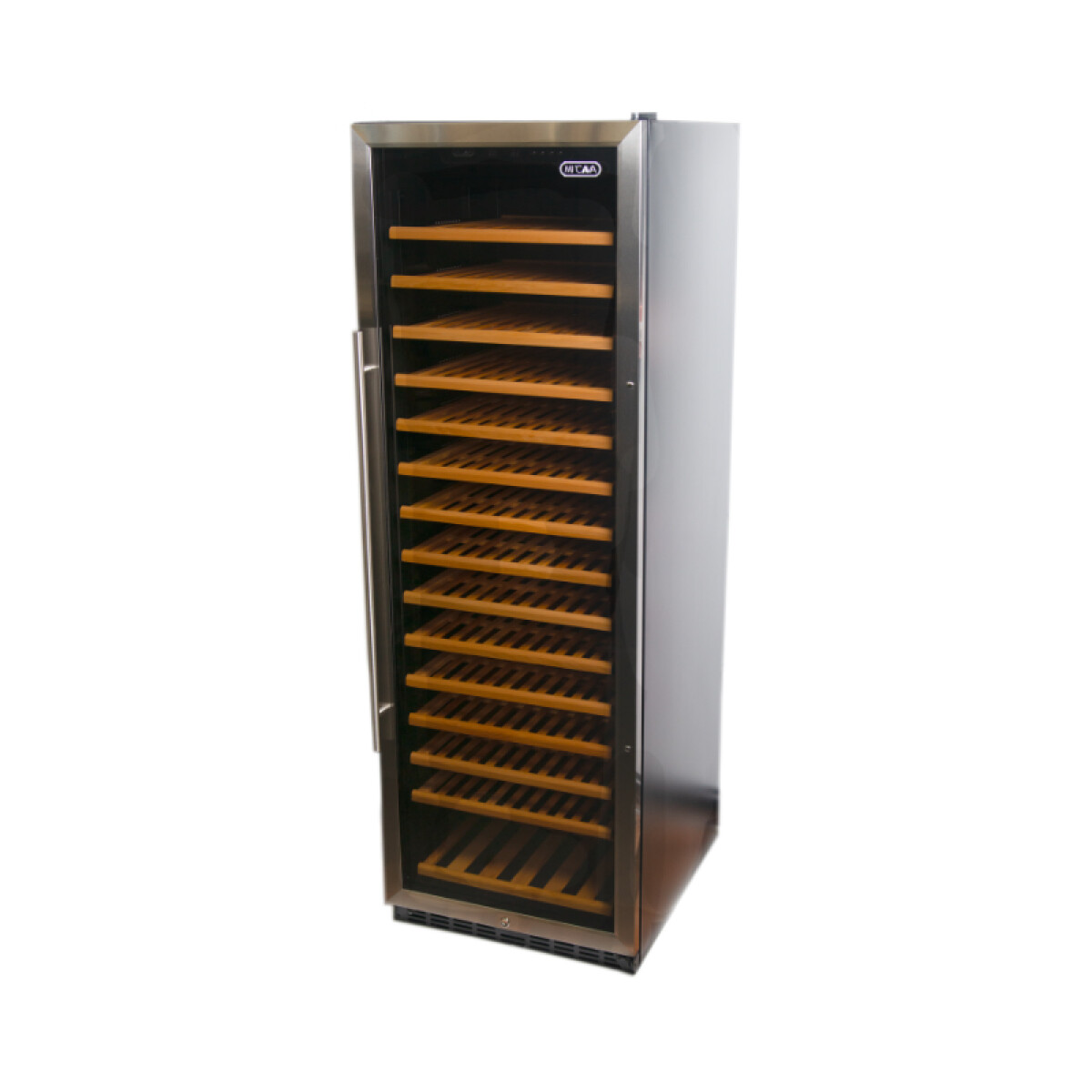 Heladera para vinos con capacidad de 168 a 177 botellas de temperatura simple y puerta inox 