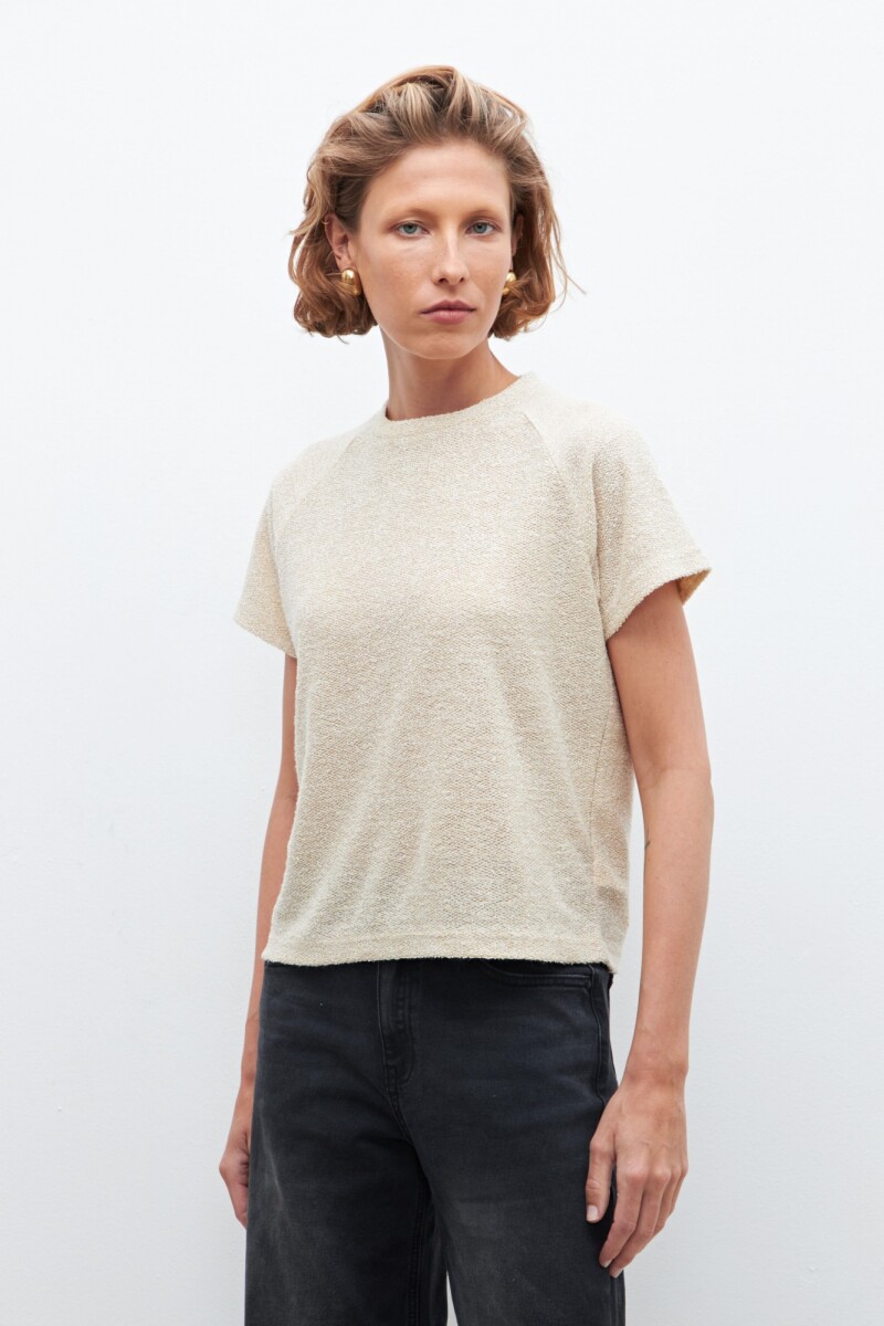Sweater manga corta beige melange