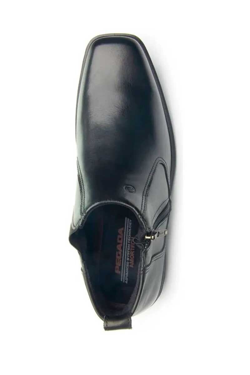 BOTIN PEGADA HOMBRE CUERO CON CIERRE 124751 Negro