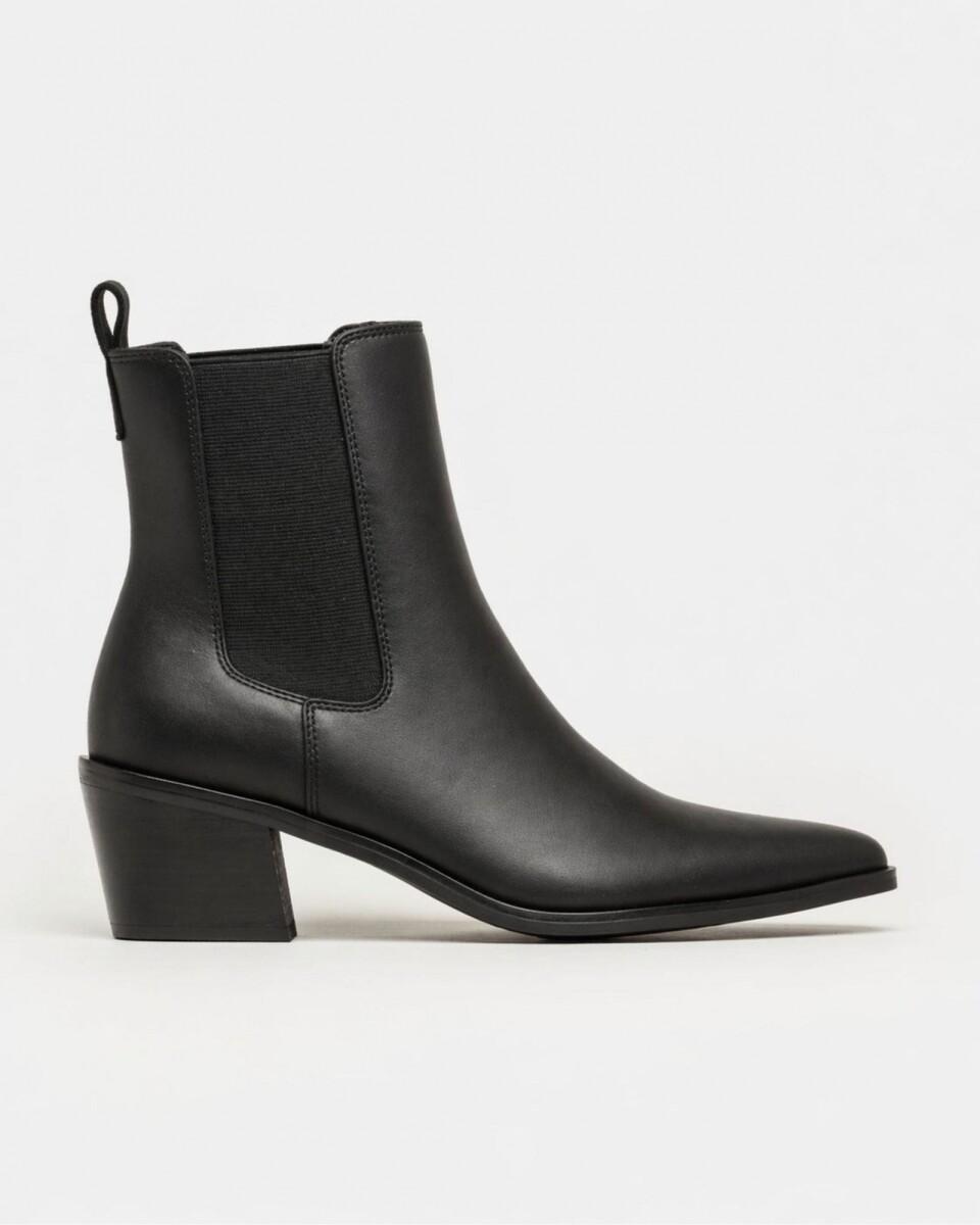 Bota caña media Helen en efecto cuero - Negro 