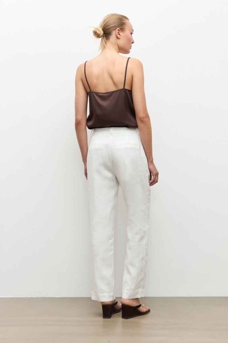 Pantalon recto 100% Lino blanco