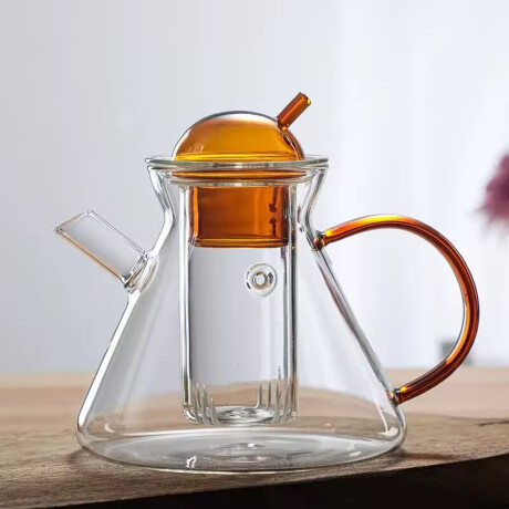 Tetera de vidrio borosilicato tapa y asa de color - 800ml Ambar