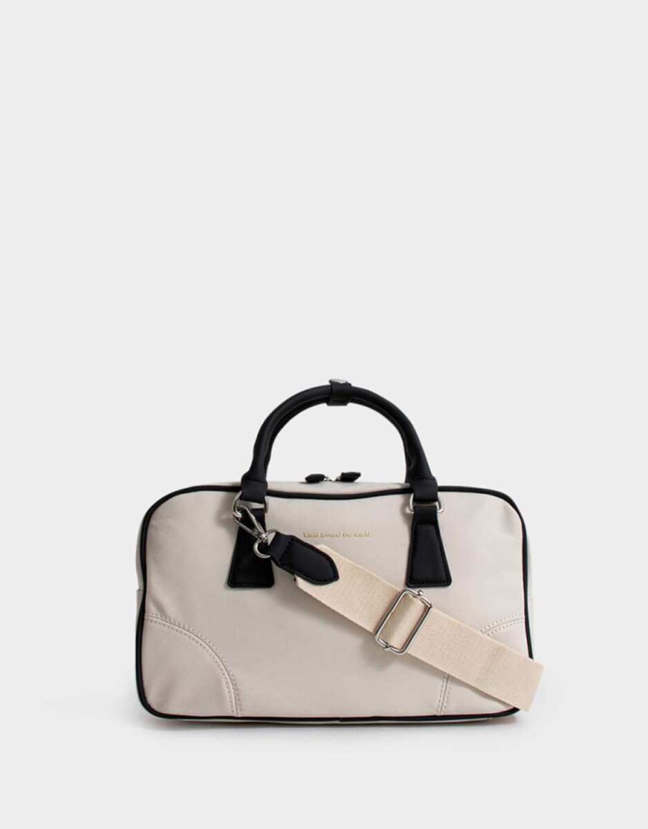 Cartera Bowling Con Tag - Blanco Crudo 