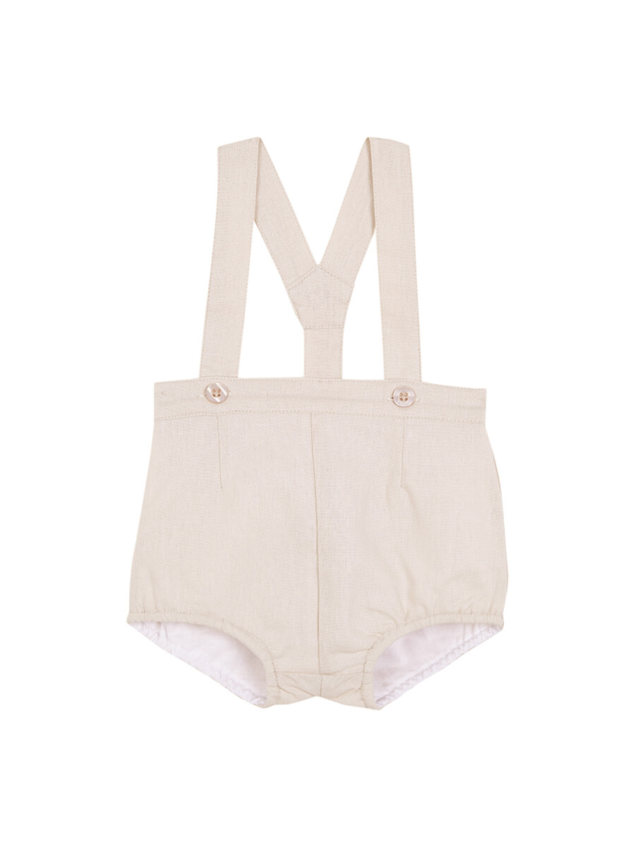 Pantalon Corto Con Tirantes Piedra