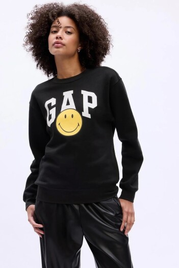 Buzo Deportivo Logo Gap Smiley Mujer True Black