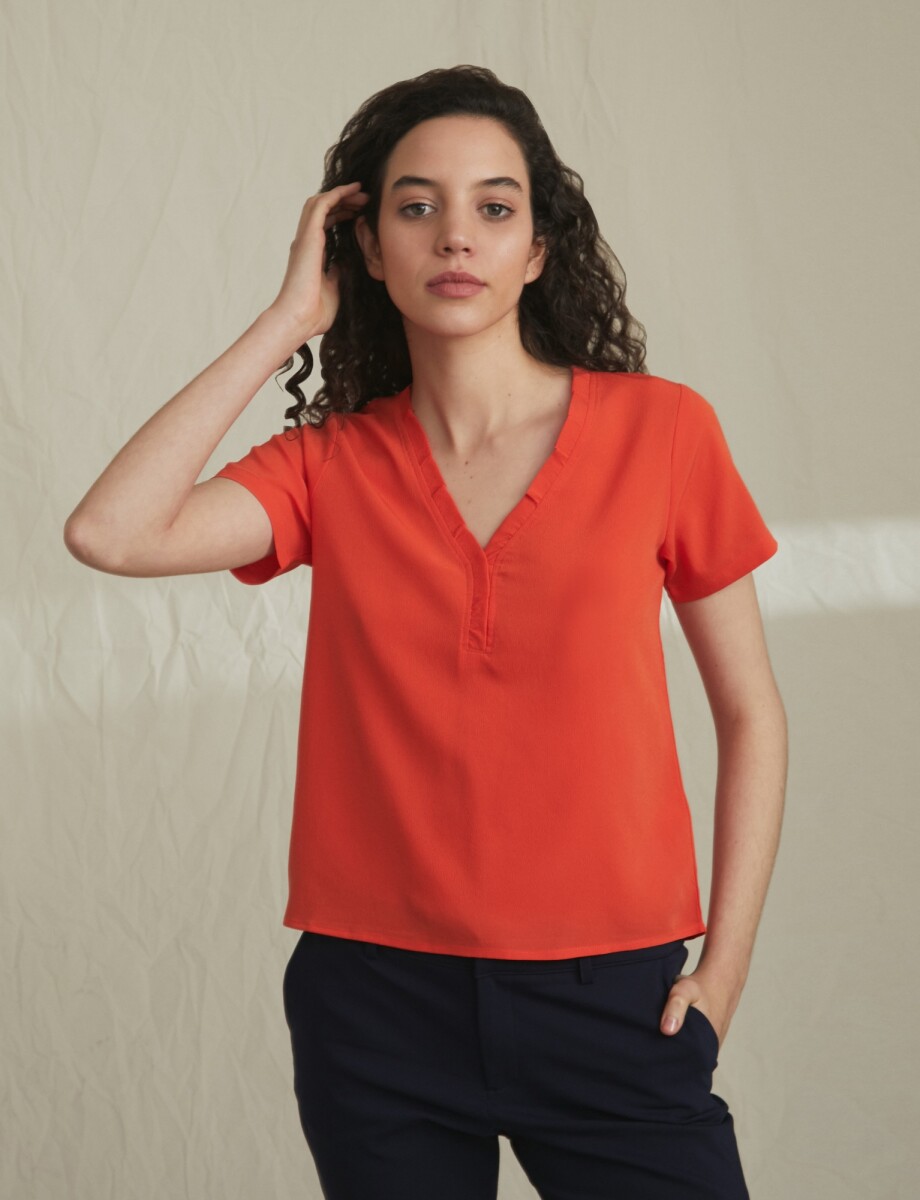 Blusa con volado - naranja 