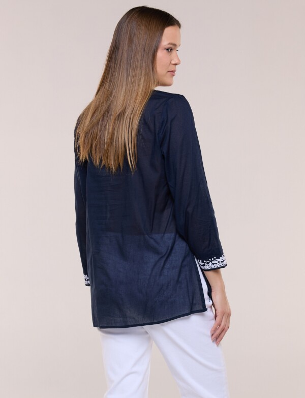 Blusa Boho Bordada AZUL