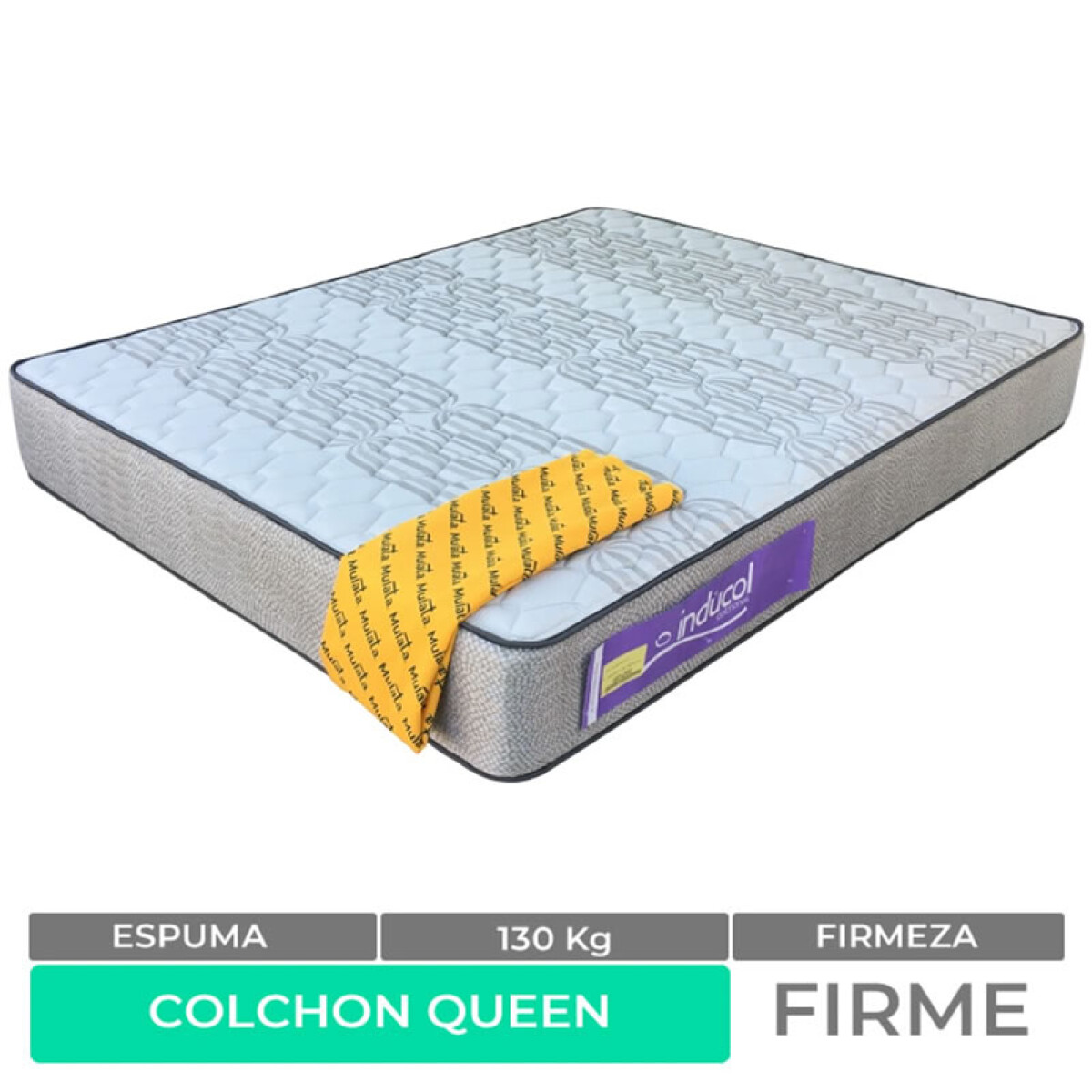 Colchón Inducol Espuma Alta Densidad QUEEN Línea Dorada Premium Reversible 160 x 200 x 26 cm - 130Kg 