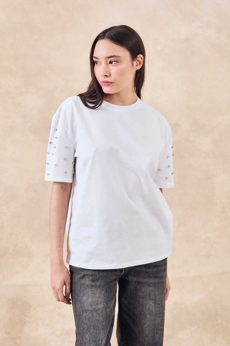 Remerón Algodón Brillo Mangas - Blanco 