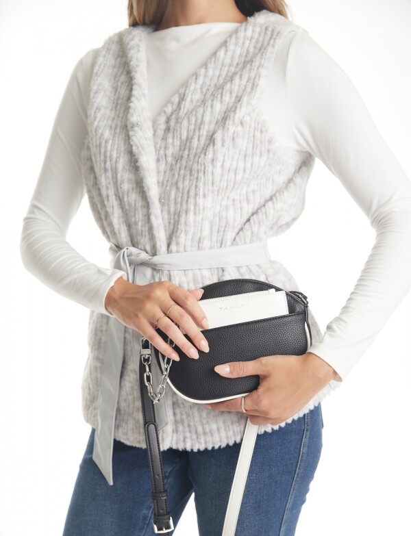 Cartera Crossbody Con Monedero NEGRO/BLANCO