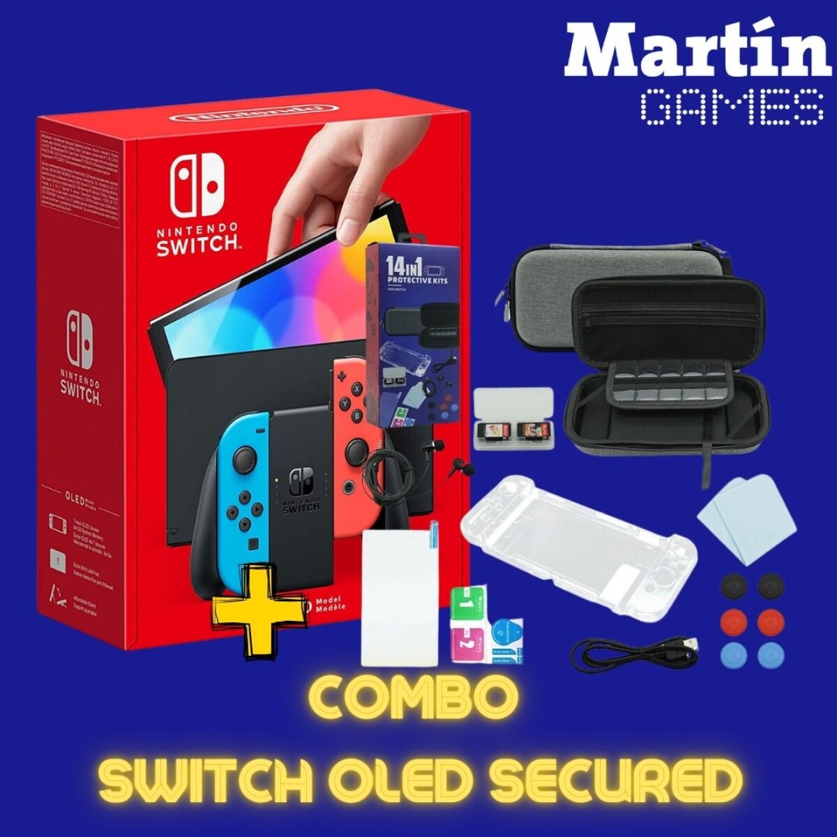 PACK NINTENDO SWITCH OLED + COMBO ACCESORIOS 14 EN 1 