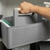 Cesto Organizador con manija de madera Gris