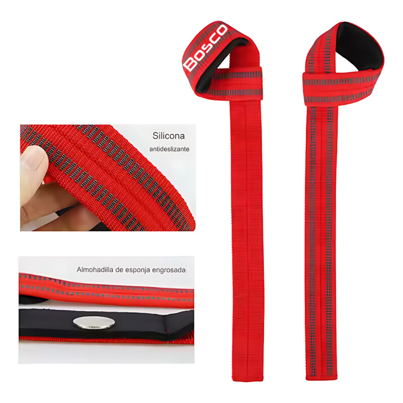 Set X2 Straps Correas Levantamiento Pesas Gym Negro Rojo
