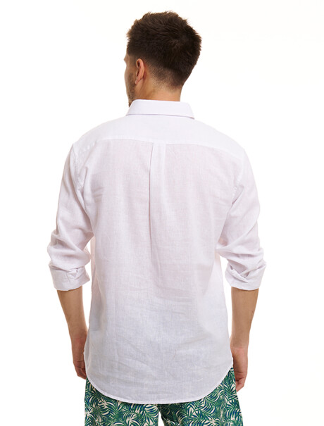 Camisa m/l lino blanco