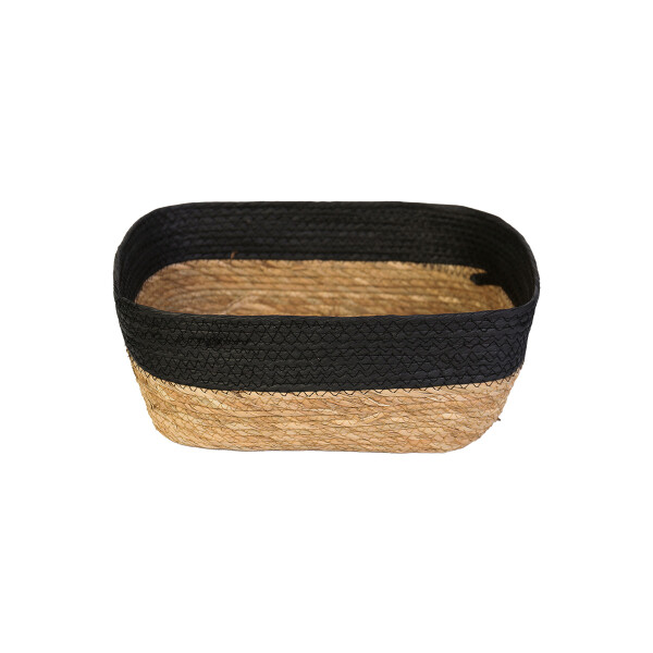 CESTO DE FIBRA NATURAL 35X28X13 CM NEGRO NEGRO