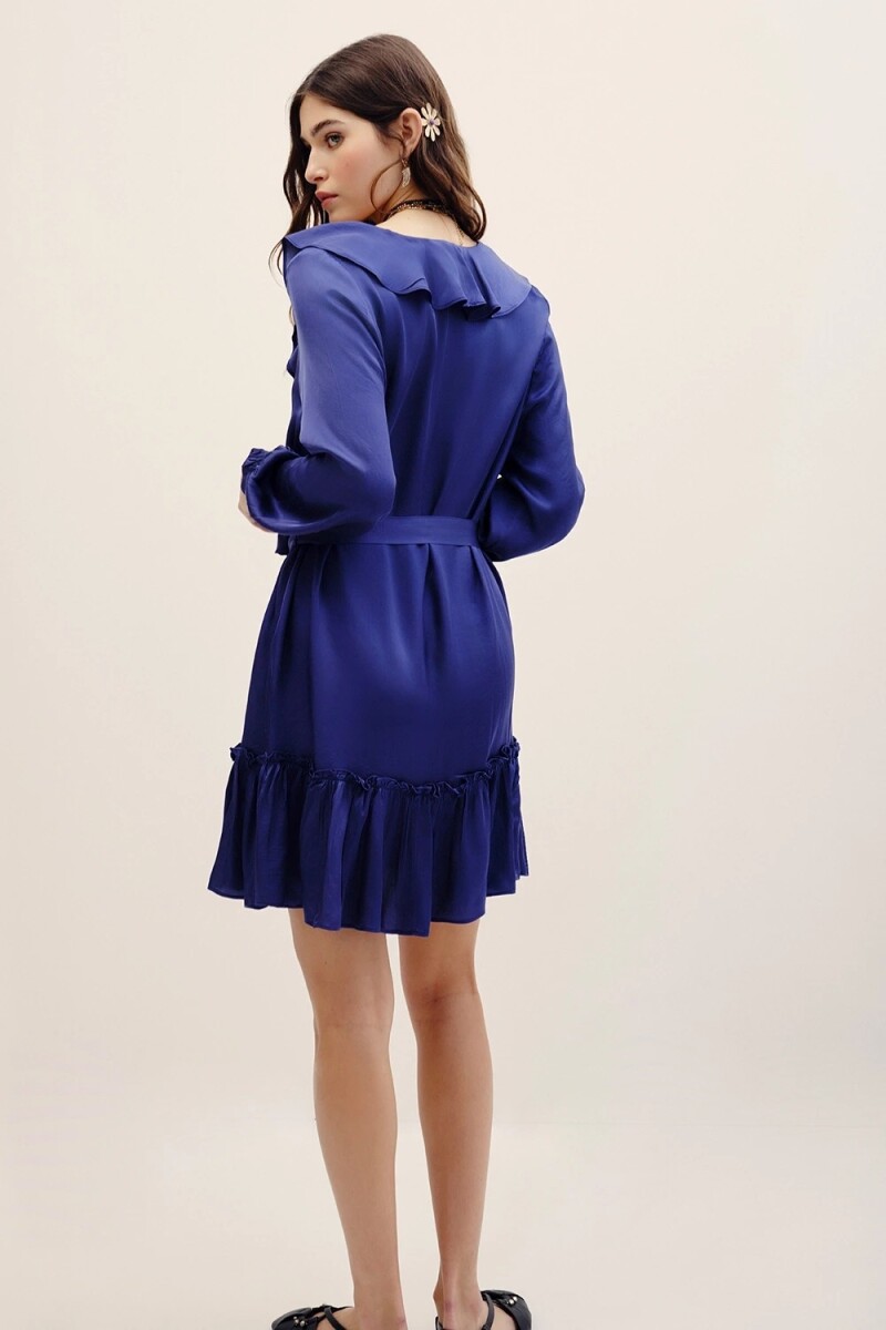 VESTIDO VOLADO PLAIN Azul