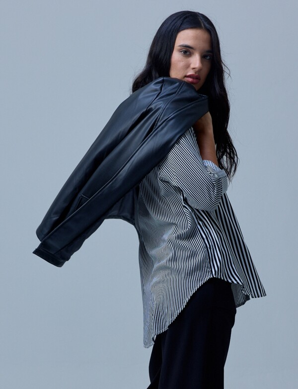 Blazer Eco Cuero Oversized NEGRO