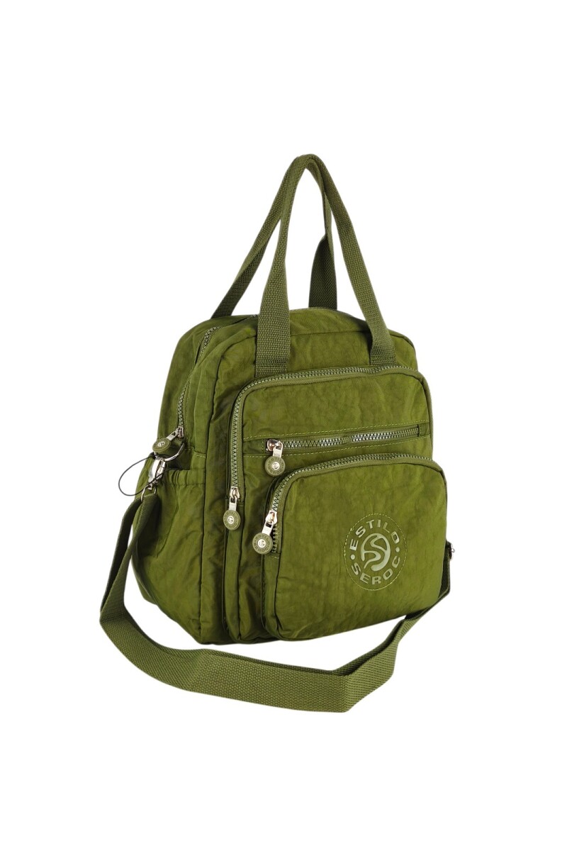 Bolso mochila y morral verde