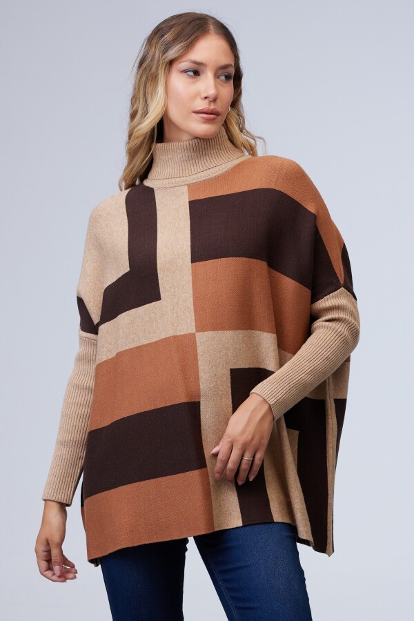Polera Poncho TOSTADO/MULTI
