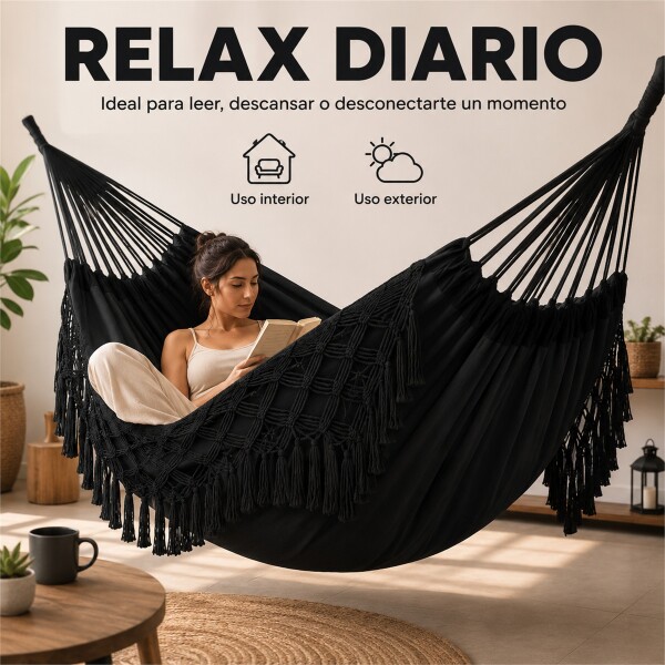 Hamaca Paraguaya Silla Colgante Reforzada Jardín Bolso Color Negro
