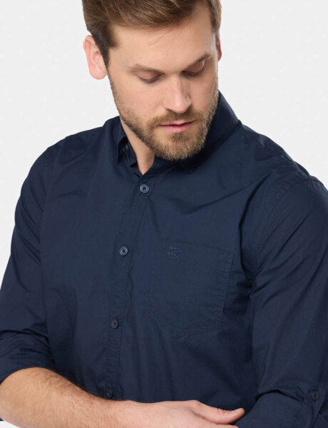 CAMISA LISA DE ALGODÓN Azul
