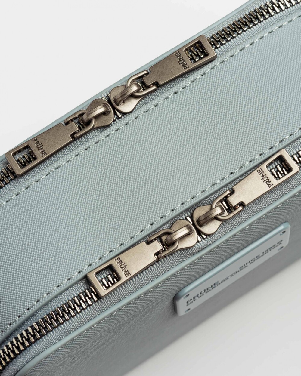 Bandolera New Penny en Efecto Cuero Zaffiano Celeste