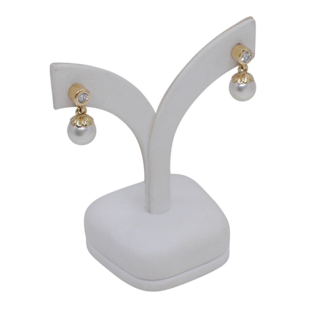 Caravanas oro 18k brillantes y perlas de cultivo 7,5mm Caravanas oro 18k brillantes y perlas de cultivo 7,5mm