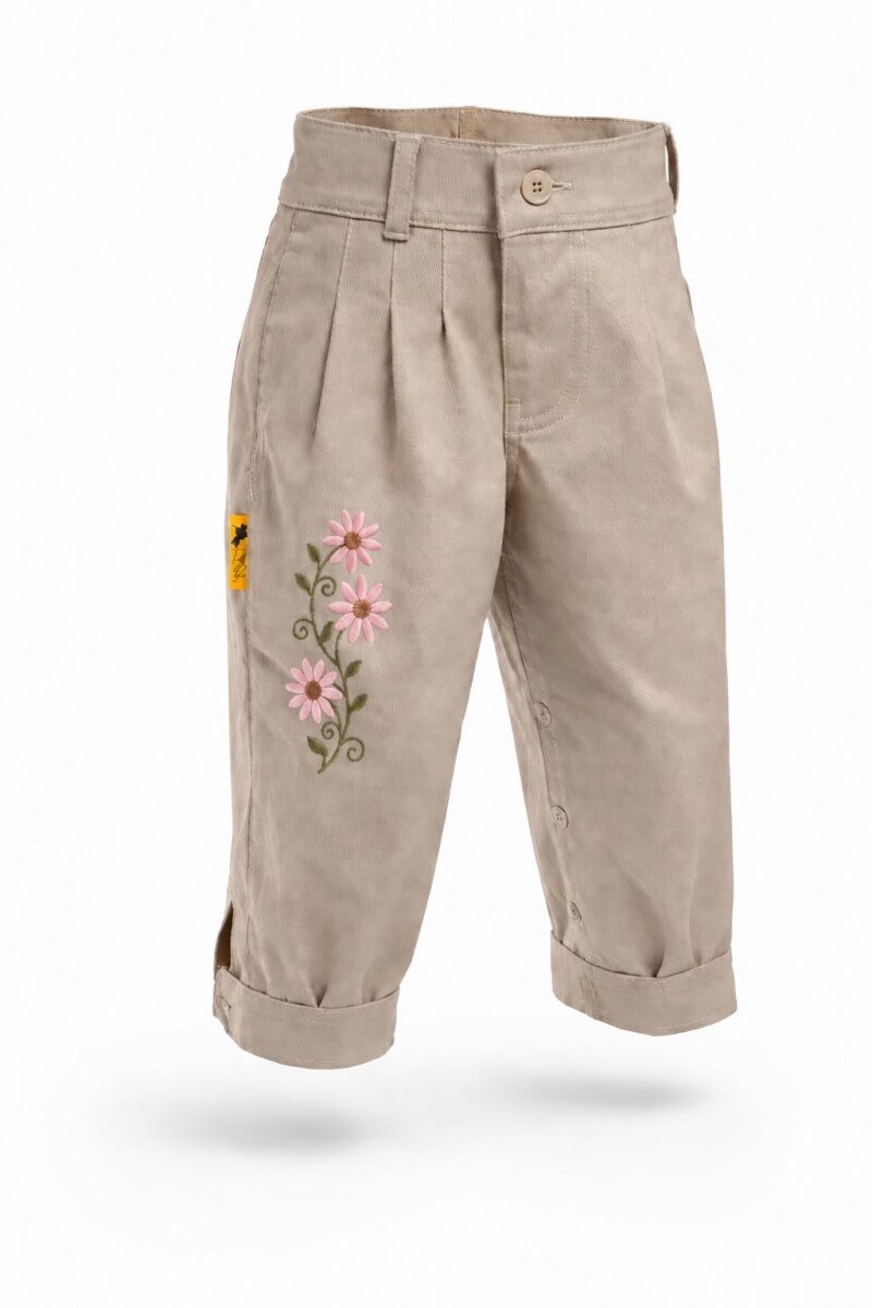 Bombacha de Niño/a Bordada. Del 00 al 3 - Beige Flor Rosa 