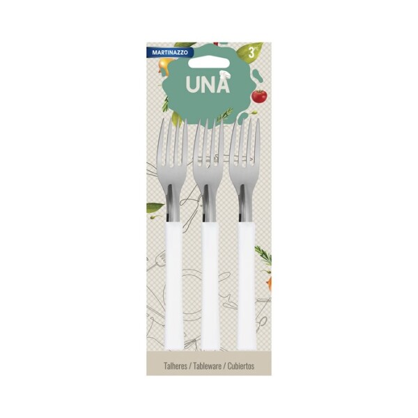 UNA Set 3 Tenedores M.Plastico Blanco 83310/6 UNA Set 3 Tenedores M.Plastico Blanco 83310/6