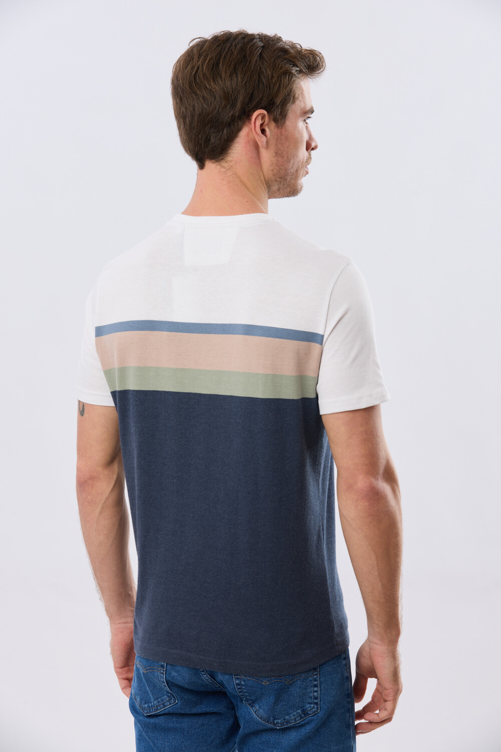 REMERA RAYADA DE ALGODÓN Azul
