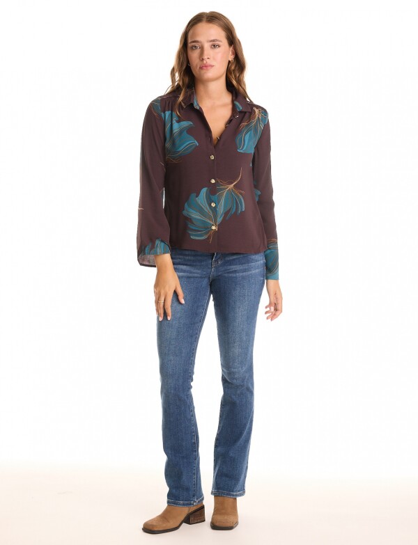 Camisa Printed Det Hombros MARRON/MULTI