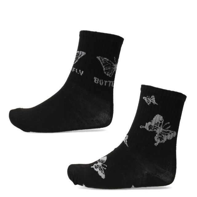Medias Infantiles N+ Mariposa Negro - Gris