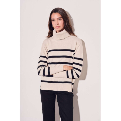 Polera Rayada Beige Melange