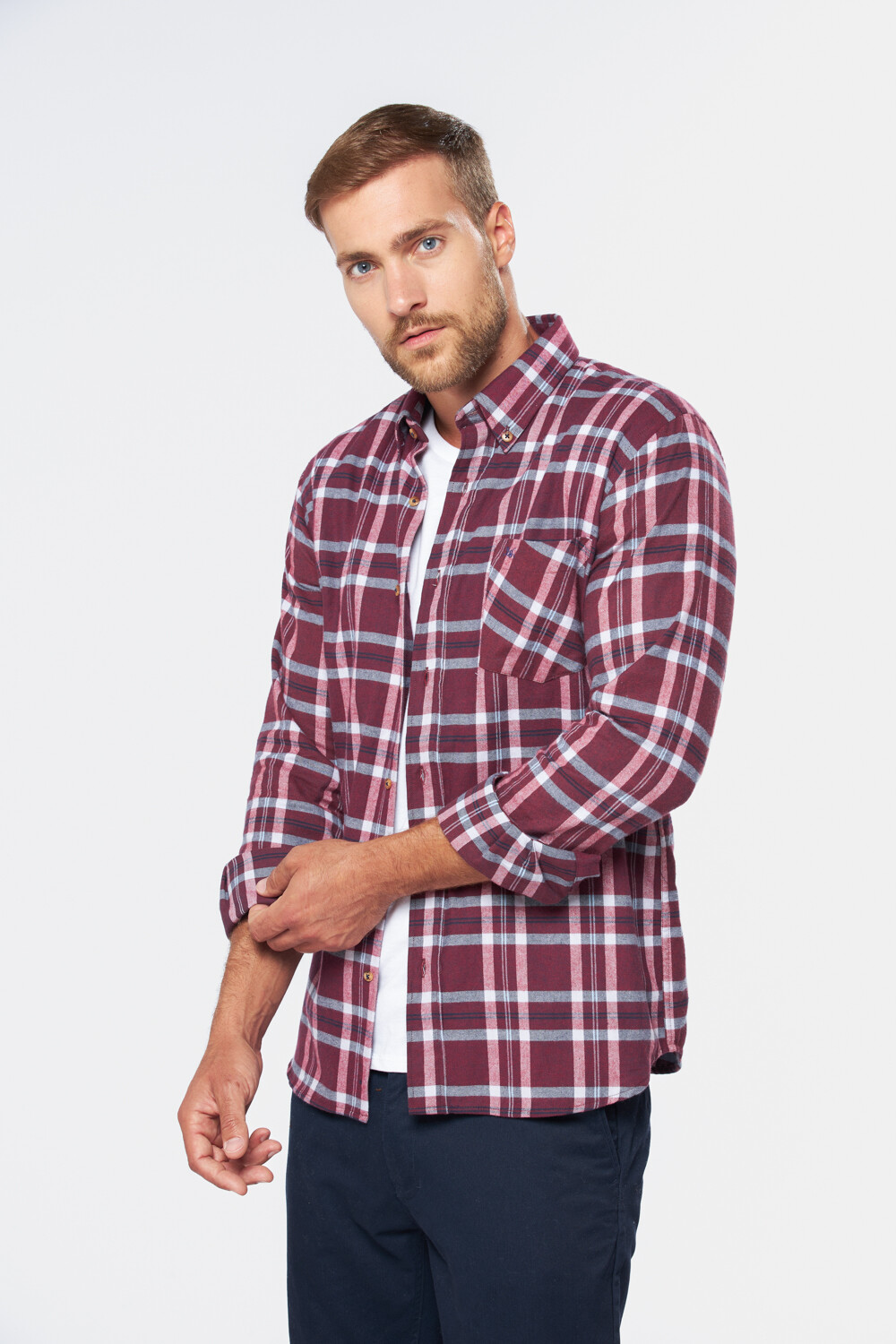 CAMISA LEÑADORA CUADROS Bordo