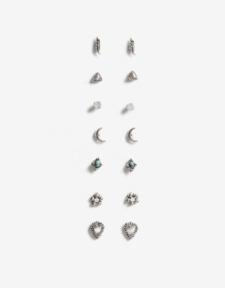 Set Aros Boho - Plateado Antique Silver 