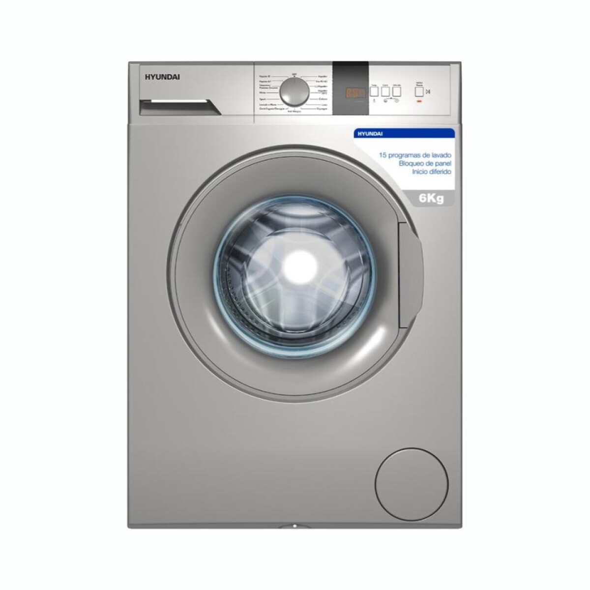 Lavarropas HYUNDAI HYEV6WMS Carga Frontal Capacidad 6Kg - Inox 