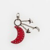 Llavero Starry Night En Cuero Graneado Rojo