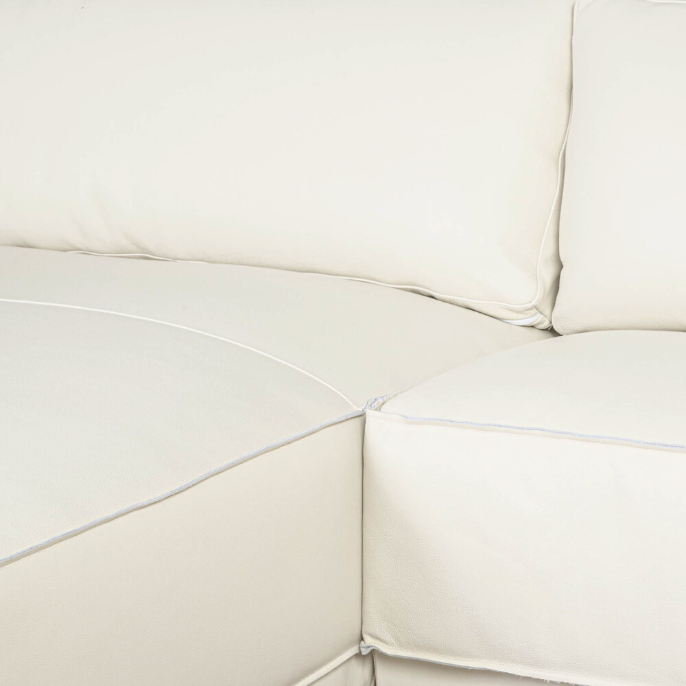 SILLÓN C/CHAISE 3 CUERPOS CUERO-100-NATURAL BLANCO ROMEO TP2 GRANO IZQUIERDO