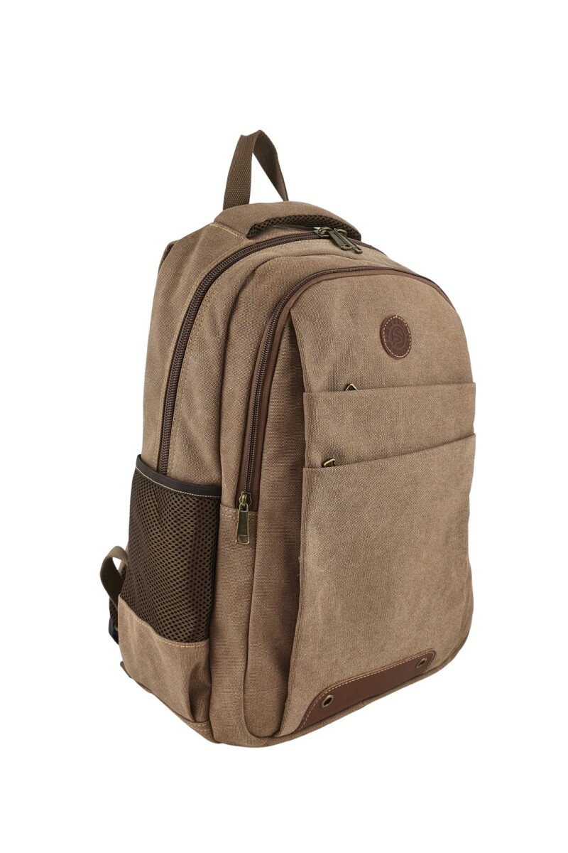 Mochila porta laptop de lona Marrón