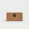 Billetera Con Cierre Mint En Efecto Cuero Charol Camel