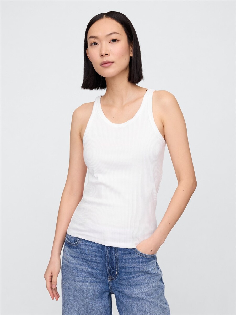 Musculosa Ribbed Mujer - White Uk 