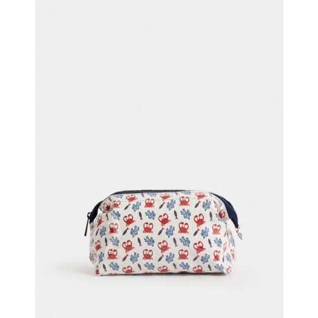 Portacosméticos Vinilo Flores Blanco Crudo