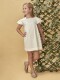 Vestido Con Jaretas Y Tiras Bordadas Blanco