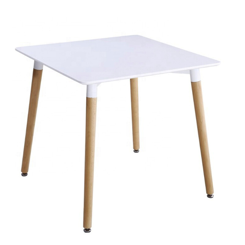 Juego mesa Eames cuadrada + 4 sillas acolchonadas BLANCO