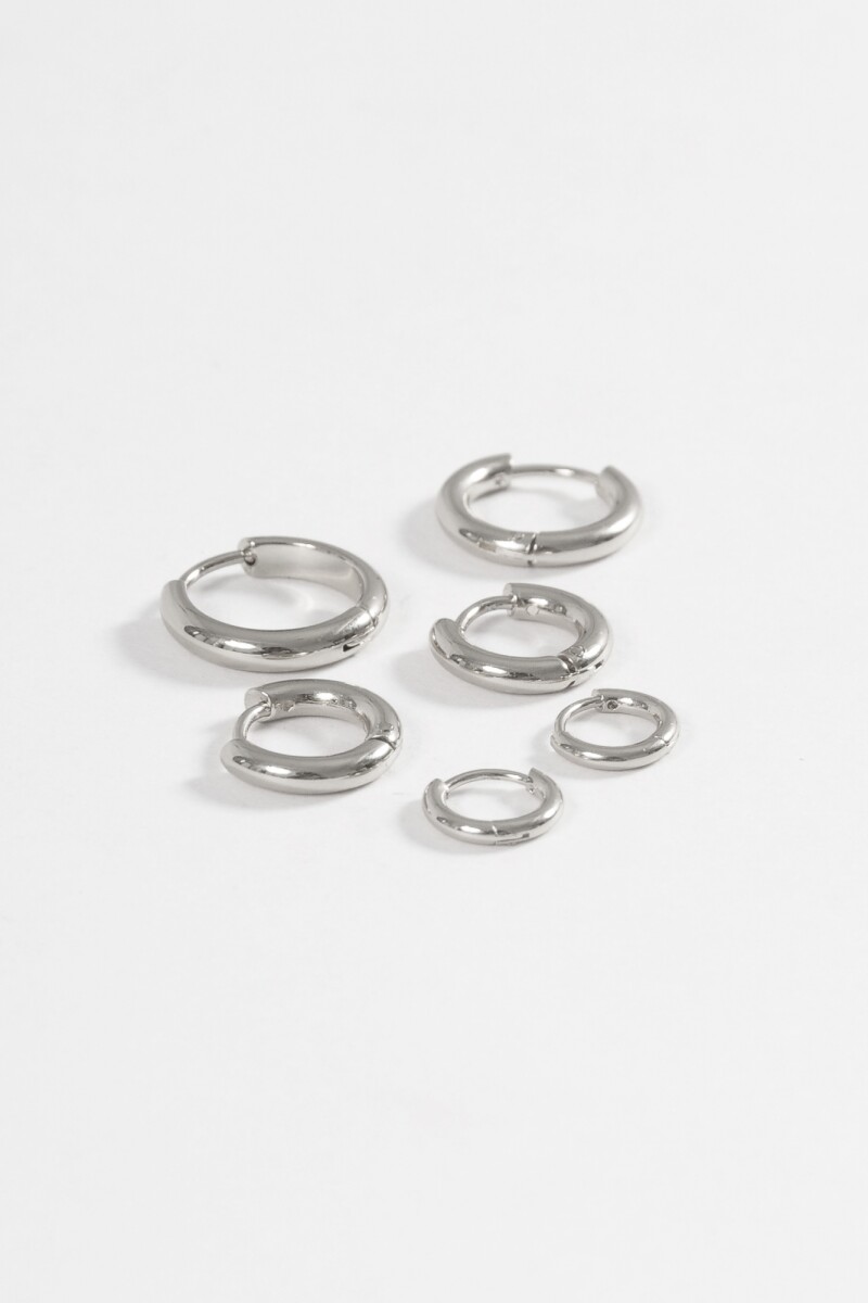 Set aros acero plateado