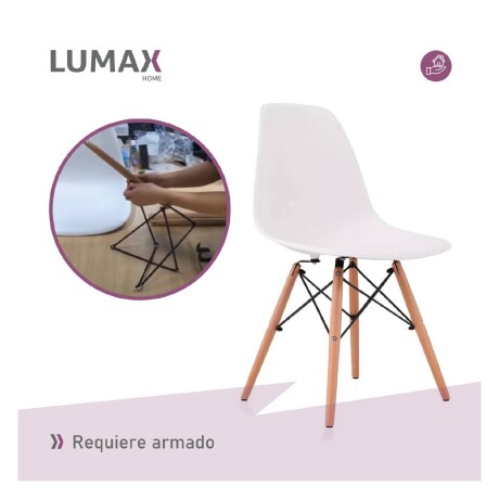 Silla De Comedor Eames Pack 4 Unidades Varios Colores Lumax Blanco
