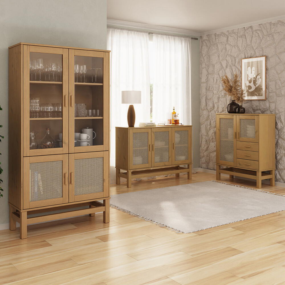 CRISTALERO 4 PUERTAS COPERO BOTELLERO ARMARIO ESTANTERÍA EN MADERA MACIZA CON RATAN NATURAL CRISTALERO 4 PUERTAS COPERO BOTELLERO ARMARIO ESTANTERÍA EN MADERA MACIZA CON RATAN NATURAL