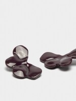 Pendientes Flor Con Esmalte burdeos